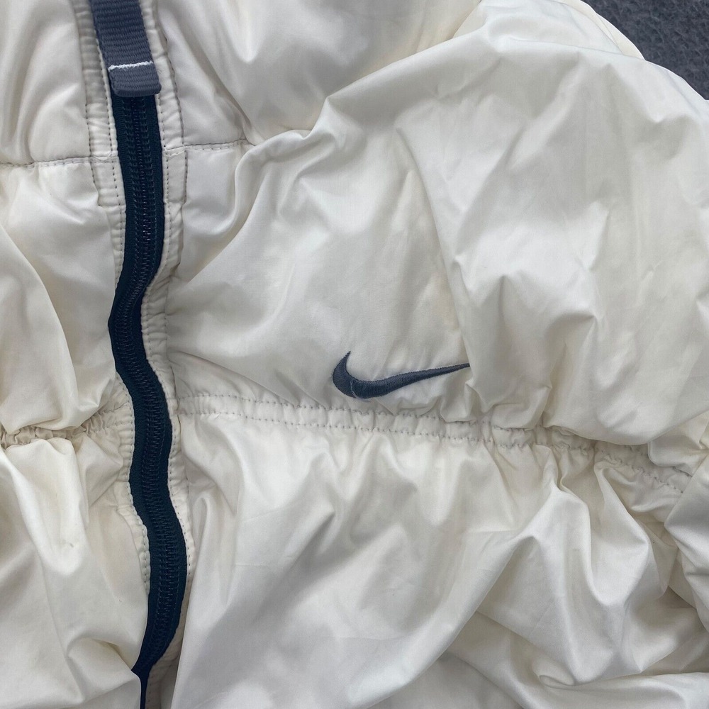 Vintage 90s White Nike Puffer Jacket Womens‎ XL Full Zip Duck Down Filled *Flaws - Picture 6 of 15